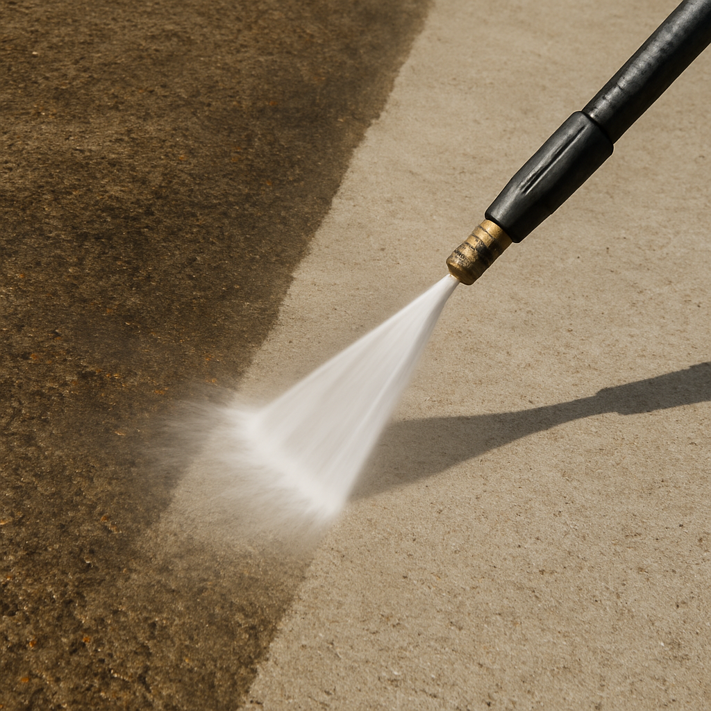 Power washing service restoring siding and exterior surfaces post-storm